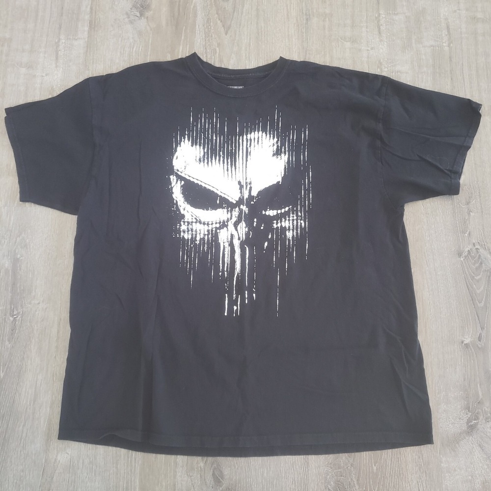 Marvel The Punisher Logo Mad Engine Black Short Sleeve T-shirt Adult‎ Size 2XL
